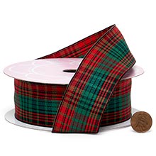 Red / Green / Black Plaid Christmas Ribbon