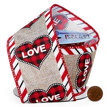 "Love" On Plaid Hearts Ribbon