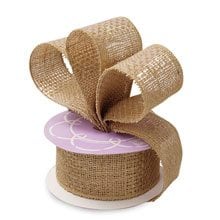 Natural Textured Striped Burlap Wired Ribbon