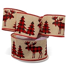 Animals & Birds Christmas Natural Wired Ribbon