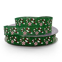 Narrow Holiday Patterned Faux Linen Ribbon