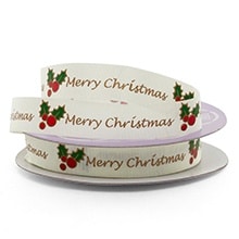 Narrow Holiday Patterned Grosgrain Ribbon