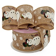 Prints & Patterned Christmas Natural Wired Ribbons