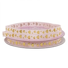 Gold Metallic Luster Heart Satin Ribbon