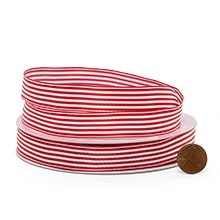 Red & White Striped Satin Wired Ribbon