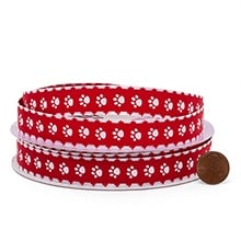 Red & White Paw Print Grosgrain Ribbon