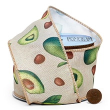 Avocado Faux Linen Wired Ribbon