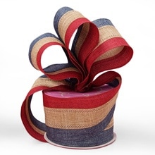 Red/Natural/Blue Striped Ribbon