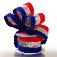 Royal / Silver / Red Wired Ribbon