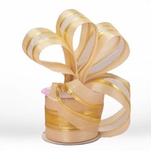 Gold Center Striped Wedding Ribbon