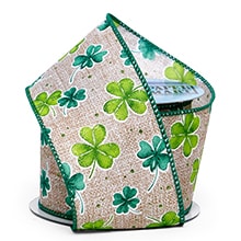 St. Patrick’s Day Shamrock Natural Ribbon