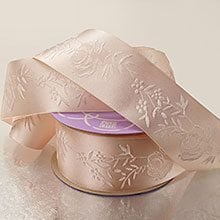 Light Pink Embossed Floral Satin Ribbons