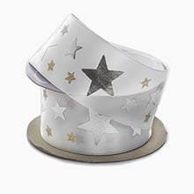 Silver Stars Satin Ribbon