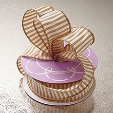 Cotton-Blend Wired Edge Horizontal Striped Ribbon