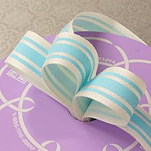 Tri Striped Linen Ribbon - Sky Blue