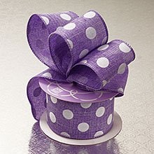 Polka Dot Linen Wired Ribbon