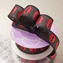 Hot Lips Glitter Wired Taffeta Ribbon