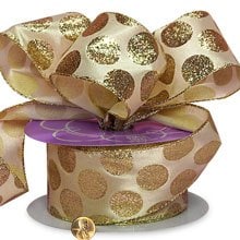 Bubble Dots Glitter Wired Satin Ribbon