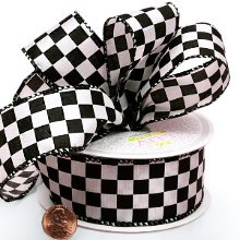 Checkered Print Satin Ribbons