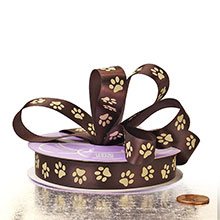 Paw Print Satin Ribbon