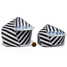 Black & White Diagonal Striped Wired Ribbon