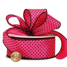 Black Polka Dot On Colored Fabric Ribbon