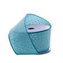 Metallic Dot Linen Ribbon - Sky Blue