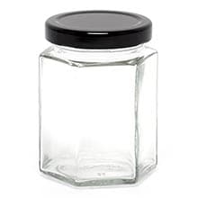 12ea - 6 Oz Hexagon Glass Jar With Lid by Paper Mart 