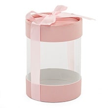 Clear Cylinder Container with Cap & Pre Tied Bow