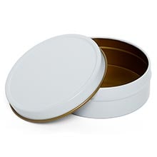 White Shallow Round Tin Cans