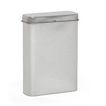 Silver Tall Rectangular Hinged Tin Can