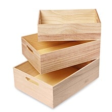 Natural Paulownia Rectangular Wood Tray Set