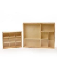 Natural Pine Wood 9 Section Trays with Clear Sliding Top