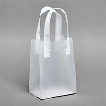 Clear Frosted Tri-Fold Plastic Handle Bags