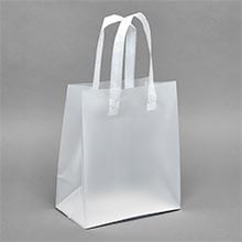 Clear Frosted Tri-Fold Plastic Handle Bags