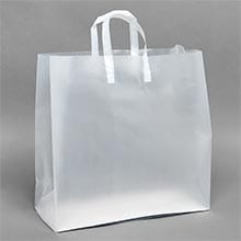 Clear Frosted Tri-Fold Plastic Handle Bags