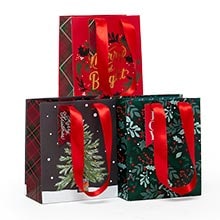 Assorted Modern Christmas Gift Bags 4 1/2” x 5 3/8” - 6 Pack