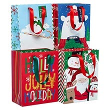 Assorted Playful Christmas Gift Bags 7" x 9" - 12 Pack