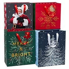 Asst Large Contemporary Christmas Gift Bags - 10 X 5 X 12 - Satin Gusset - 5'' by Paper Mart