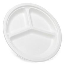 3 Compartment Biodegradable Sugarcane Plates