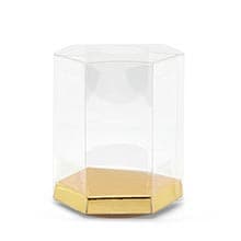 Hexagonal Plastic Boxes W/Gold Bottoms