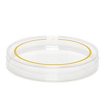 Round Gold Rim Clear Plastic Containers