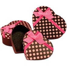 Brown Polka Dot Heart Box