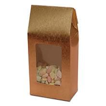 Windowed Upright Metallic Embossed Paper Candy Boxes