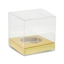 Clear Gold Bottom  PET Cupcake Boxes