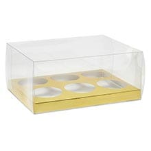 Clear Gold Bottom  PET Cupcake Boxes