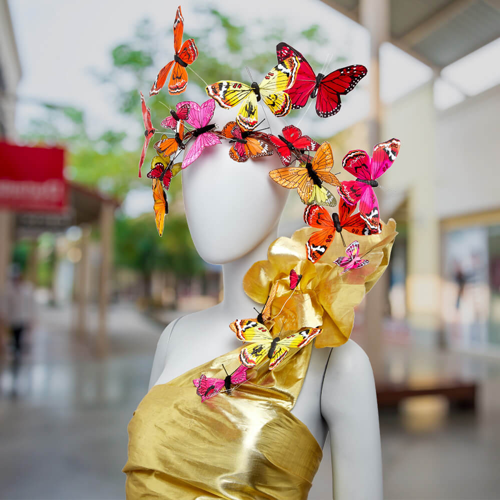 high-fashion butterfly fascinator