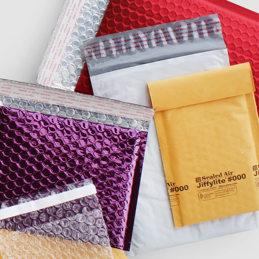image of paper mart bubble mailers piled on top of each other