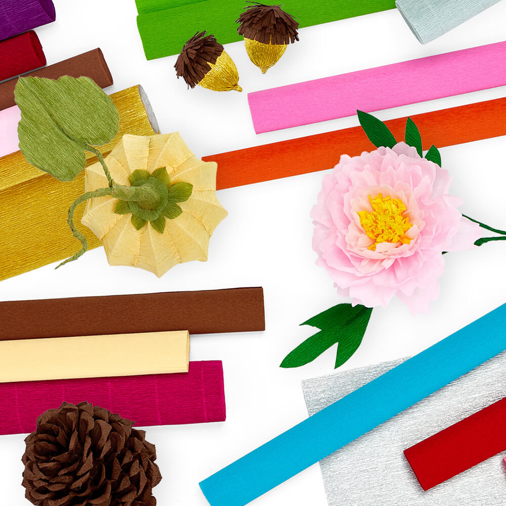 flat lay of paper mart new italian crepe paper