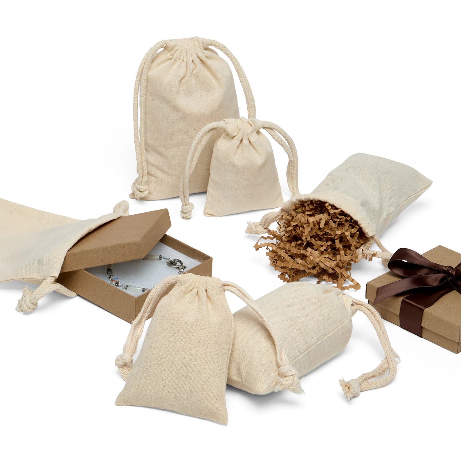 Plain Cotton Muslin Pouch (24/Pack)